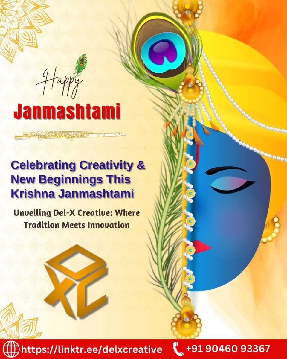 delx_creative's tweet photo. ✨ Celebrating Krishna Janmashtami with the Launch of Del-X Creative! 🎨✨ Where tradition meets innovation. Join us on this creative journey as we bring your ideas to life with our modern design expertise. Follow us on social media and be a part of our story! #DelXCreative https://t.co/1Lfz09BJo9