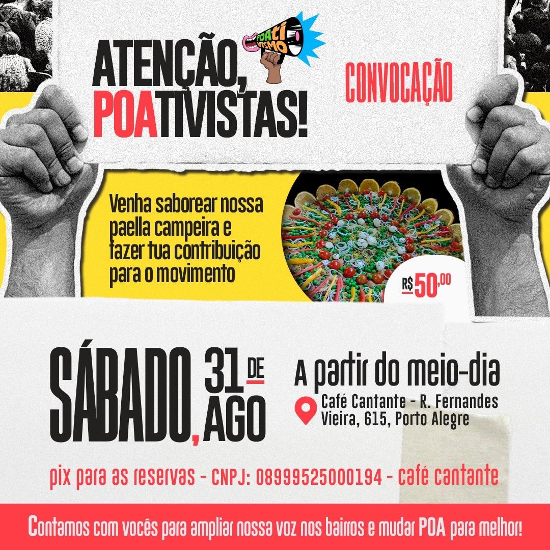 POAtivismo's tweet photo. 🚨 ATENÇÃO, POAtivistas!
Reservas através do contato: 51 9413-9089 
 
#MeloMente #MeloDeNovoNão #TchauMelo #POA https://t.co/sJvD0MVYYP