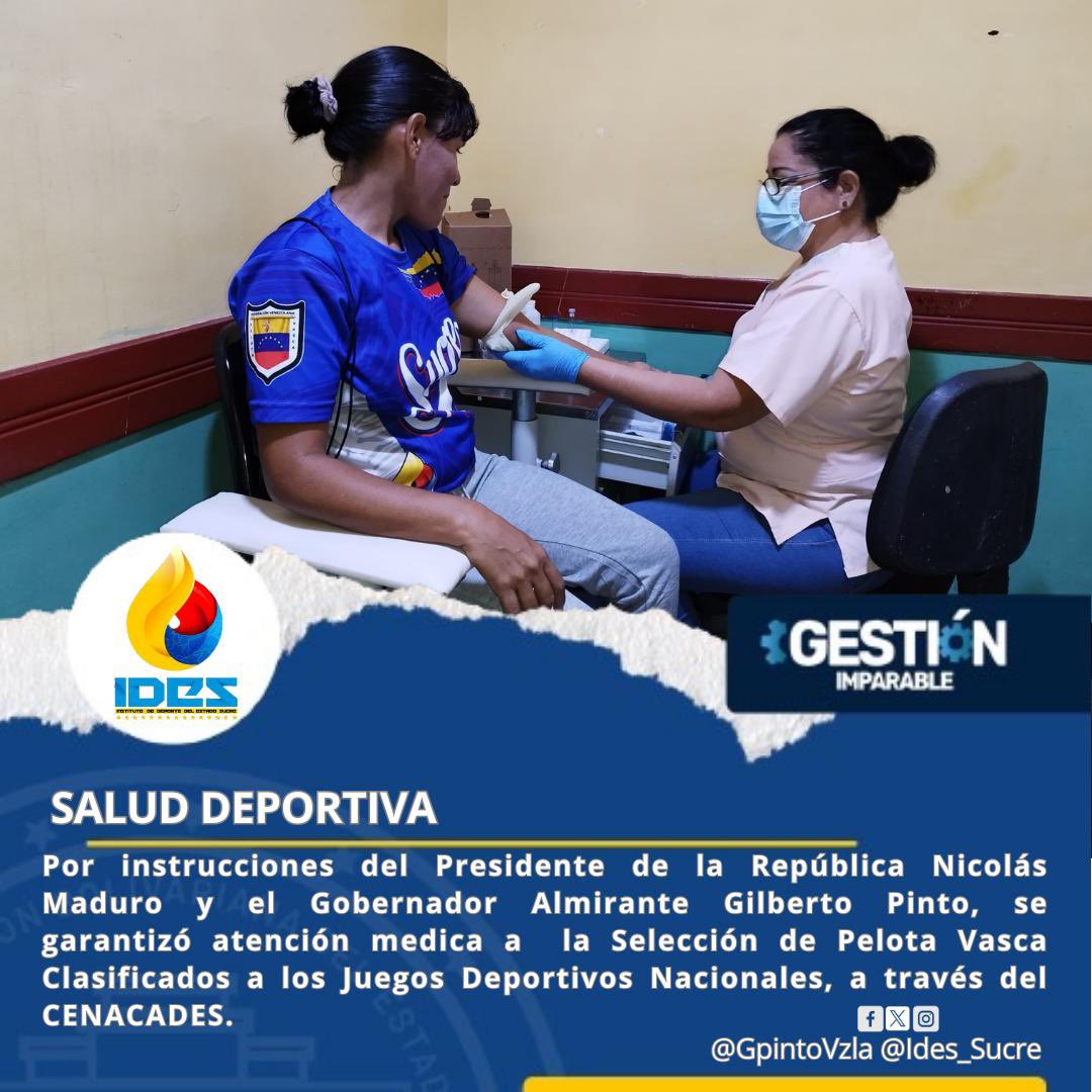 IDES_SUCRE's tweet photo. A través del Cenacades el Instituto de Deporte del Estado Sucre garantiza el chequeo médico a los atletas de Pelota Vasca Clasificados a los Juegos Deportivos Nacionales 2024.
#SucreEnVictoriaComunal 
@NicolasMaduro @GPintoVzla @JmarquezPSUV @sucregobierno_b https://t.co/4JK6Za1hsz