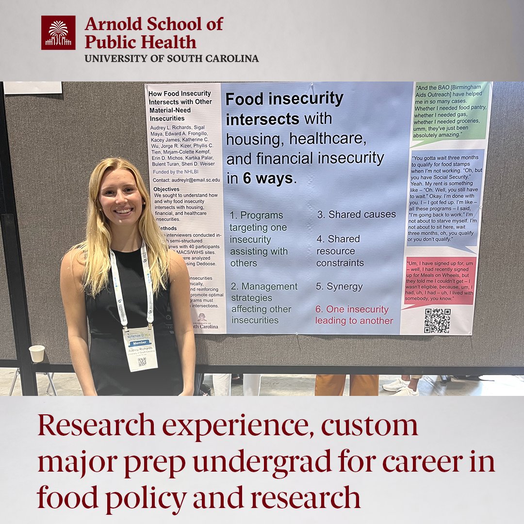 USC Arnold School of Public Health (@uscarnoldschool) on Twitter photo <a href="/SCHonorsCollege/">South Carolina Honors College</a> student Audrey Richards will not only have the words "Food Policy and Research" on her diploma when she graduates next May, she'll have the expertise to pursue a career in the field. ow.ly/26WR50T6n1h
#ArnoldSchoolProud #WeArePublicHealth <a href="/SCHonorsCollege/">South Carolina Honors College</a> student Audrey Richards will not only have the words "Food Policy and Research" on her diploma when she graduates next May, she'll have the expertise to pursue a career in the field. ow.ly/26WR50T6n1h
#ArnoldSchoolProud #WeArePublicHealth
