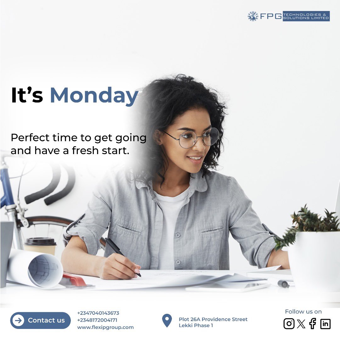FpgTechnologies's tweet photo. It’s Monday!

A perfect opportunity to start strong and embrace a fresh beginning.

Let’s make this week count!💪

#mondaymotivation #freshstart #makeitcount #newweeknewgoals #positivity #fpgtechnologies #Flexipgroup https://t.co/LSbebu4zy2