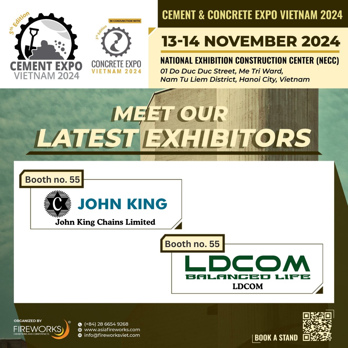 LDCOM_vn's tweet photo. Welcome to the John King and LDCOM Booth at Vietnam Cement and Concrete Exhibition 2024
https://t.co/X1R4GEwLdR https://t.co/7XHGAKG0OO