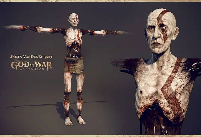 realradec's tweet photo. An early model of Kratos in God of War: Ascension where they further explore his torture by the Furies. https://t.co/rh6WhfuZAp