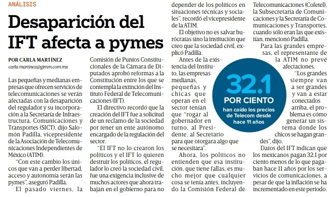 El IFT fue creado a solicitud de la sociedad civil y su desaparición afecta a pequeños y medianos operadores, explica <a href="/salomonpadilla/">Salomón E. Padilla</a>