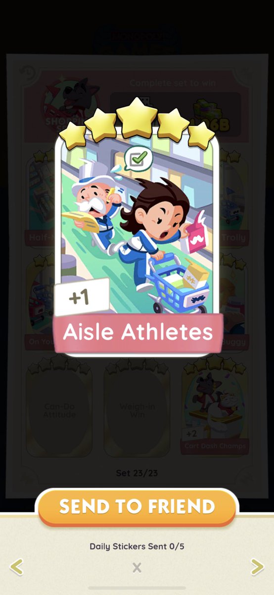 glassicle's tweet photo. wtt lft monopoly go stickers trading 
#MonopolyGoTrade 

have: 
wipeout!
aisle athletes
barrowing forward 
touch!

want:
park place
crack of the boat https://t.co/q0cZGEGJA7