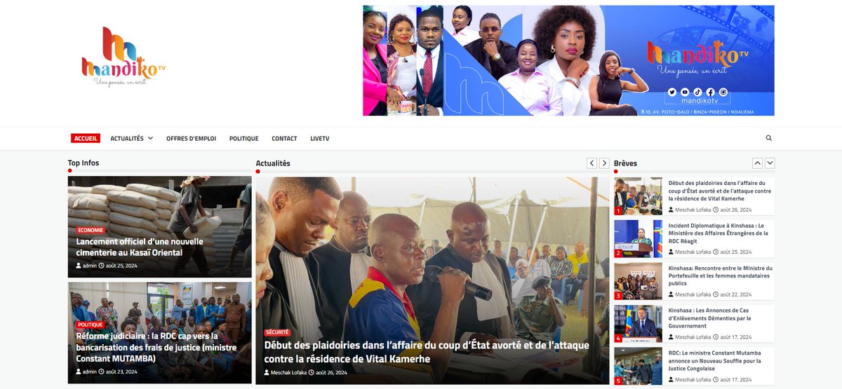 Bienvenue sur Mandiko Infos, votre portail incontournable pour rester informé des dernières nouvelles et événements marquants. 
Que vous soyez passionné par la politique, l’économie, la culture ou les sports, Mandiko Infos vous offre une couverture complète et impartiale.