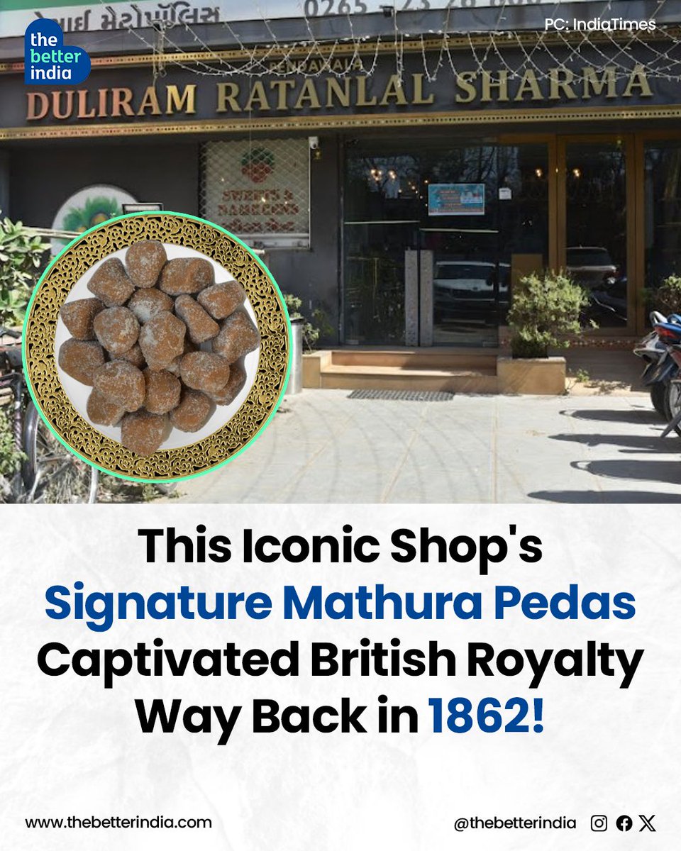 thebetterindia's tweet photo. #Janmashtami 
For 160 years, Duliram Ratanlal Sharma Pendawala in Jambubet has delighted taste buds with its iconic Mathura Pedas. 

#MathuraPeda #Vadodara #Indiandessert

[Janmashtami, Mathura peda, Vadodara. Duliram Ratanlal Sharma Pendawala, Indian sweets] https://t.co/ekTr6wdIsp