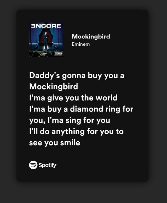 Ironic_bae's tweet photo. @itswords_ Mockingbird by @Eminem https://t.co/oRL5CT0RED