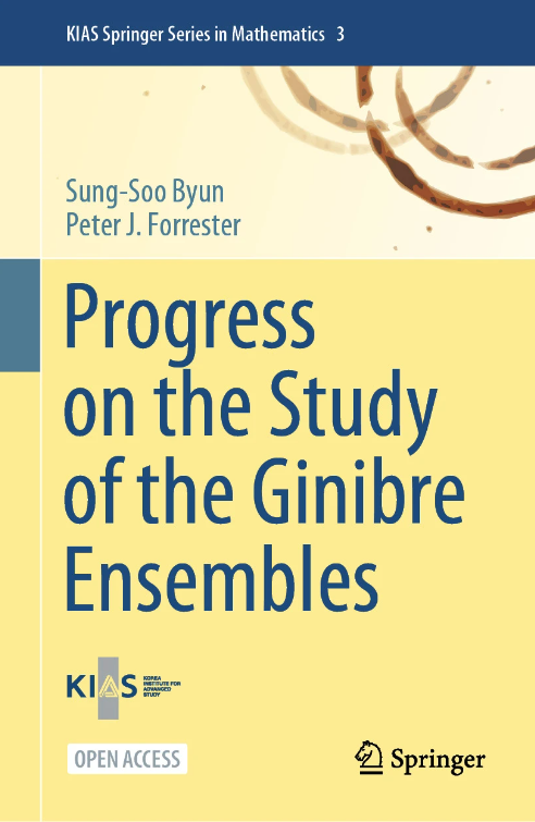FranciFerrari07's tweet photo. #new #springer #OpenAccess #book! Sung-Soo Byun and Peter J. Forrester, Progress on the Study of the Ginibre Ensembles https://t.co/MTGBqh5ue5 @SpringerMath #KIASSSM https://t.co/unZyBlZpbj