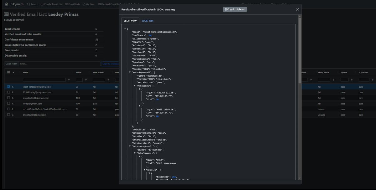 skymem's tweet photo. @DailyOsint @Email_Hippo Skymem offers free email verification for up to 25 emails per list, with unlimited lists! Our verification quality is enterprise-level, as shown in the screenshot below. Why settle for less when you can get more with Skymem? #EmailVerification #SaaS #Skymem https://t.co/xCKW6DmQ0s