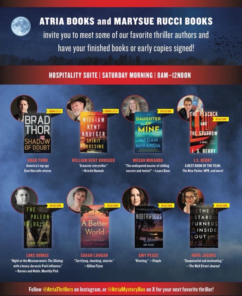 Atria Mystery Bus (@atriamysterybus) on Twitter photo See <a href="/isberryauthor/">I.S. Berry | THE PEACOCK AND THE SPARROW</a>'s post for details on our Saturday AM Hospitality Suite Takeover...Its one of the highlights of <a href="/Bouchercon/">Bouchercon</a> each year!
Let's try to take a group photo of everyone there in the 10am-11:15am neighborhood.
See you in Nashville! #Bouchercon2024
<a href="/TheNewDumas/">Luke Dumas</a> See <a href="/isberryauthor/">I.S. Berry | THE PEACOCK AND THE SPARROW</a>'s post for details on our Saturday AM Hospitality Suite Takeover...Its one of the highlights of <a href="/Bouchercon/">Bouchercon</a> each year!
Let's try to take a group photo of everyone there in the 10am-11:15am neighborhood.
See you in Nashville! #Bouchercon2024
<a href="/TheNewDumas/">Luke Dumas</a>