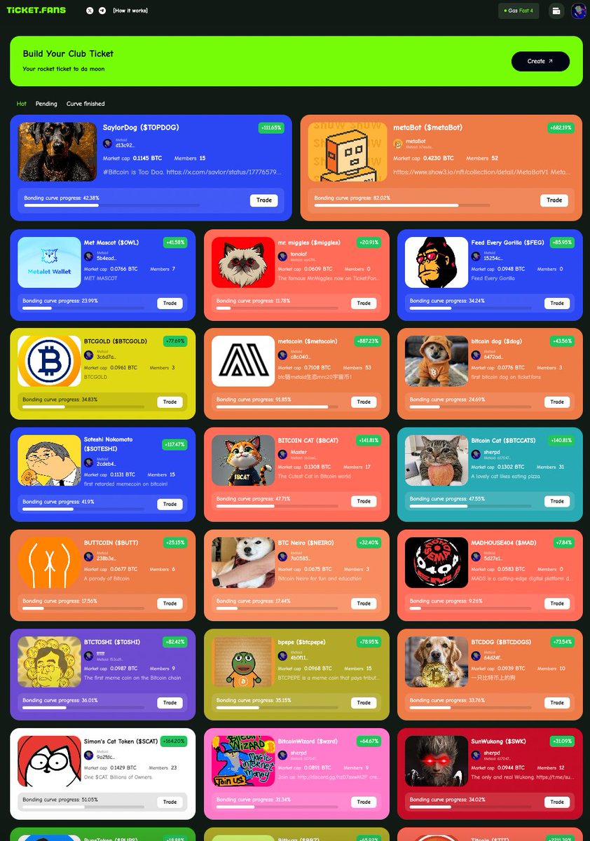 👀

ticket.fans/clubs

Tickers are being deployed &amp; bonded on Bitcoin in just 3 clicks. 

Ticket to da moon