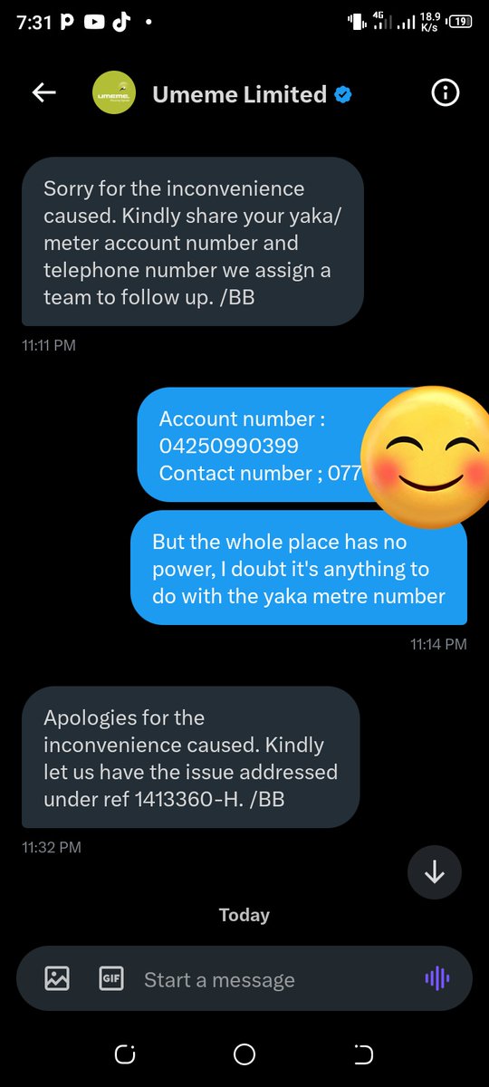 BruceKansiime2's tweet photo. @UmemeLtd it's been 24 hours since you asked for those details and nothing has been done. What kind of service delivery do you do really ? .And you even assigned a reference number;  what for ? https://t.co/nQTBce0Ljf