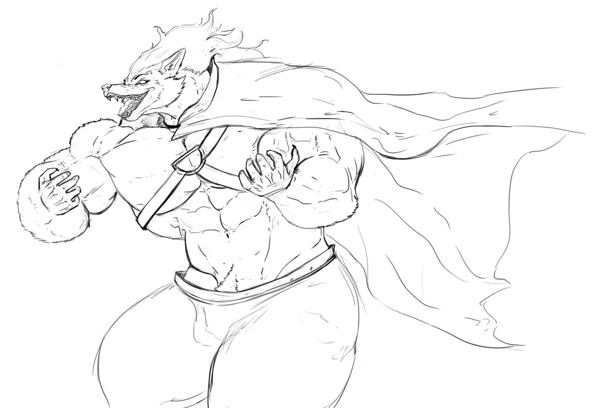 _W0LF0_'s tweet photo. wip fan art for @wolfshotty 
#furryartist #furry #furrymuscle https://t.co/vMzcraroVE