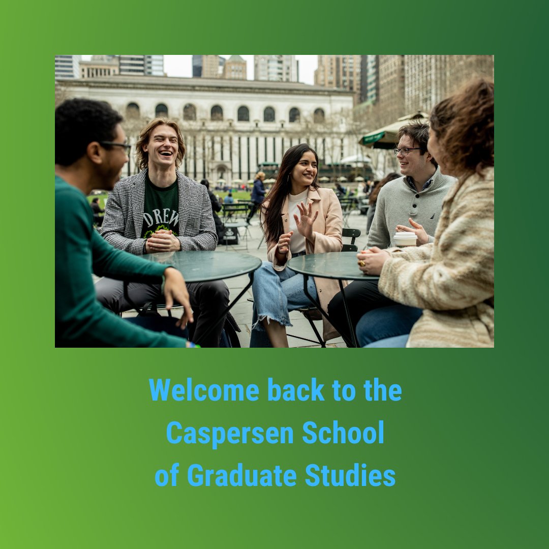 Welcome to the fall semester at #DrewU! We look forward to getting to know our new students and checking in with our returning students across masters, doctoral, and certificate programs in the Caspersen School of Graduate Studies! <a href="/DrewUniversity/">Drew University</a>