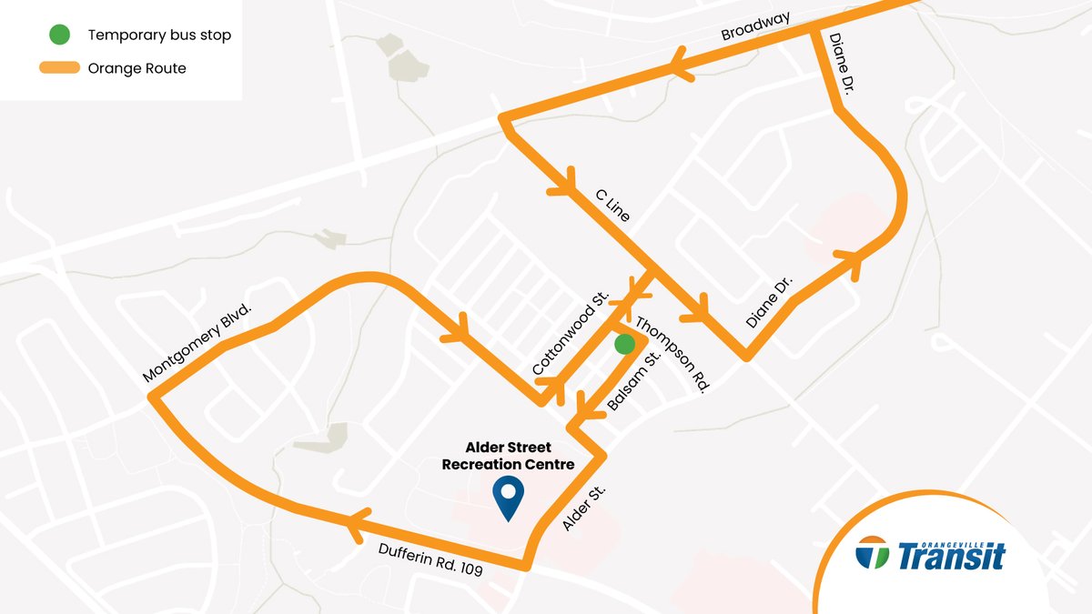 Attention Orange Route riders! Due to road resurfacing on Alder St., the route will detour at Cottonwood St. on Aug. 28 &amp; 29

🚏Last stop before detour: Stop 4 - 60 C-Line
🚏Temporary stop: Thompson Rd. &amp; Balsam St.
🚏First stop after detour: Stop 6 - Alder St. &amp; Montgomery Blvd.