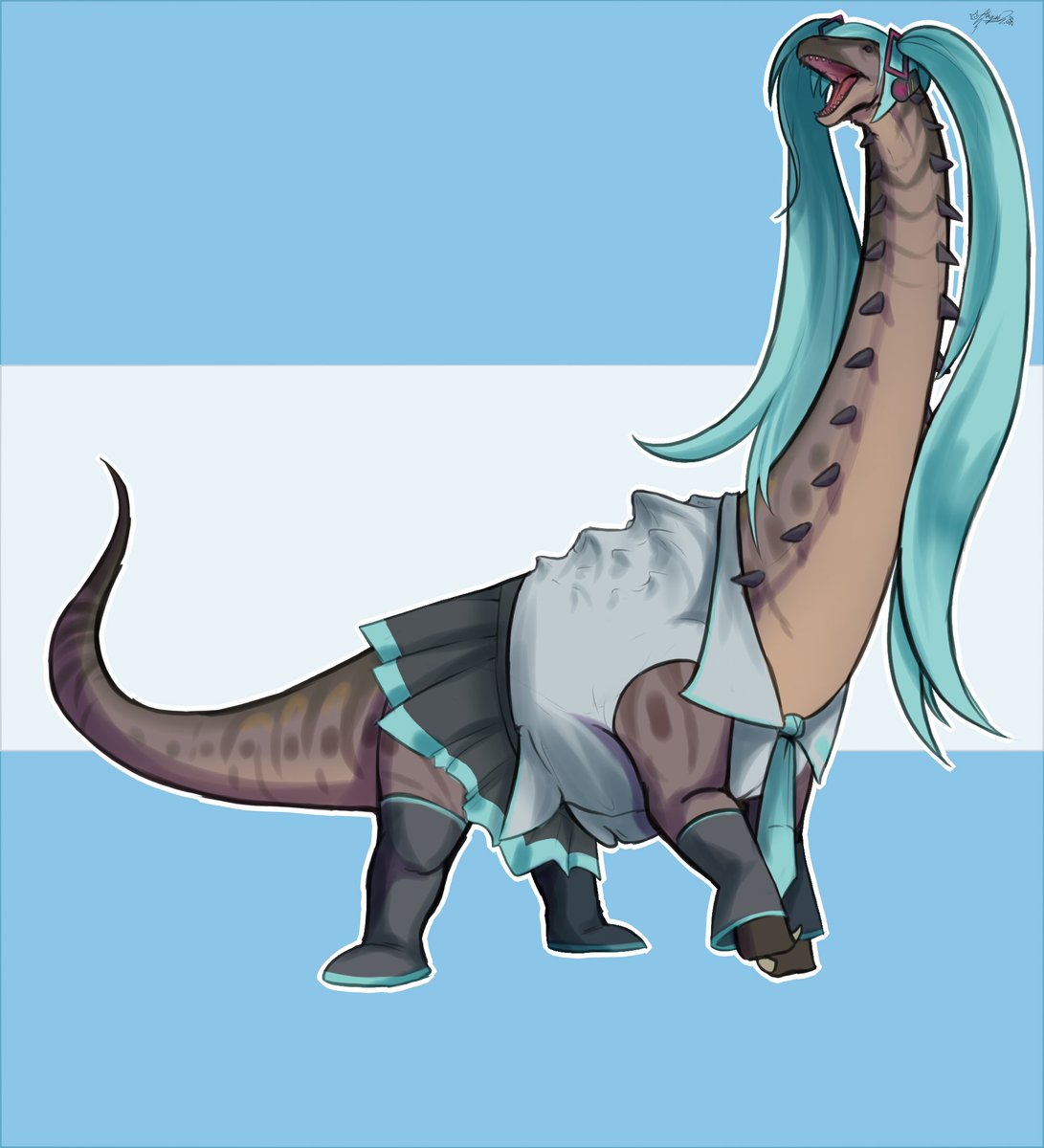AbigailDX1's tweet image. Miku but its an argentinosaurus 
Ahre
#art #MikuArgentina