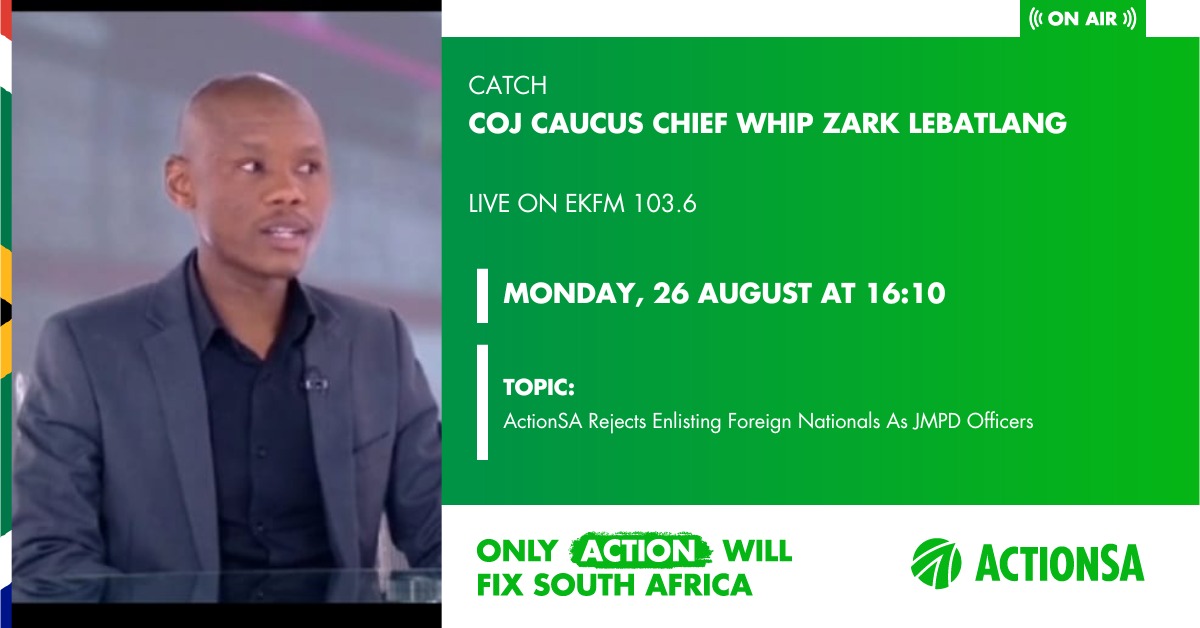SthembeloMajola's tweet image. Catch @ActionSA_JHB Caucus Chief  Whip @Zark_Lebatlang live on EKFM.