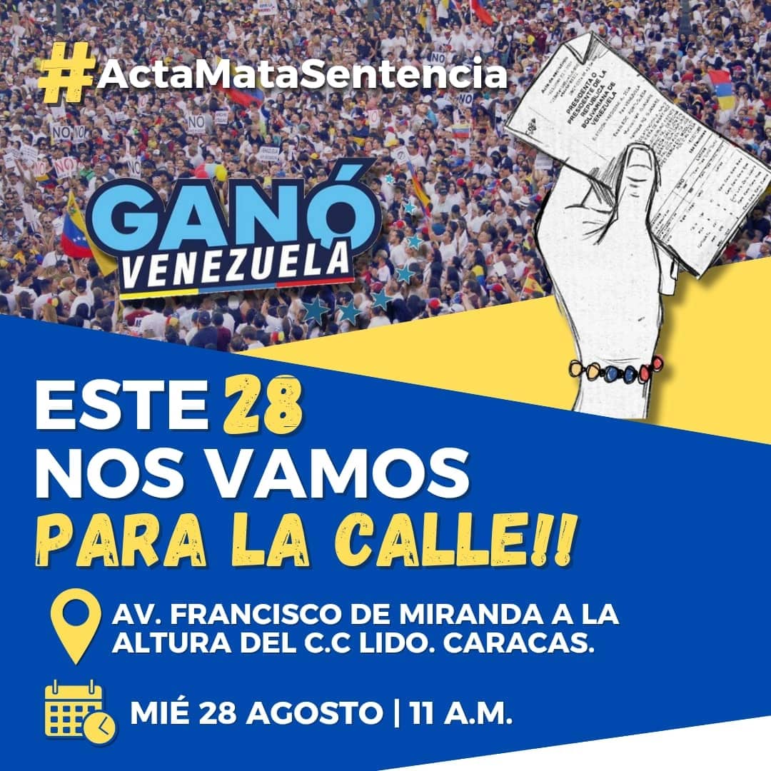 #26agosto Este miércoles 28 en familia nos volvemos a encontrar en las calles, de manera pacífica y constitucional porque nos acompaña la verdad, el pueblo y la constitución.

<a href="/ADemocratica/">Acción Democrática</a> 
<a href="/ADMirandaCES/">ADMIRANDA</a> 
<a href="/ADOrganizacion_/">AD Organización Nacional</a>