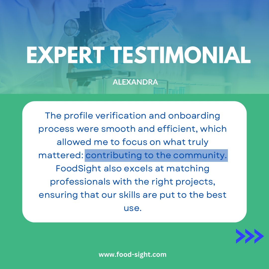 myfoodsight's tweet photo. Want to make an impact and grow your career? FoodSight connects experts with projects that match their skills. Join us to boost community impact and your professional journey. Learn more at https://t.co/riuYcsQS90. 

#FoodSight #Collaboration #AgroFood #Businesses https://t.co/0ktjjV3jLg