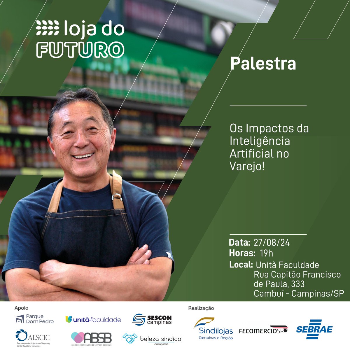 Quer aprender a usar a inteligência artificial na sua loja? Então, marque na agenda: dia 27/8, às 19h, no Unità Faculdade (Rua Capitão Francisco de Paula, 333 – Cambuí – Campinas). Acesse: bit.ly/lojadofuturoca…