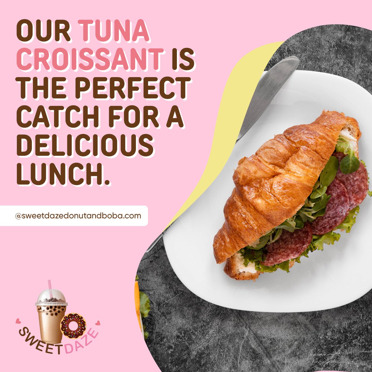 Sweetdazedonuts's tweet photo. Hooked on flavor! Our Tuna Croissant is the perfect catch for a delicious lunch. 🥐🐟 Our Tuna Croissant combines a light, flaky croissant with a creamy, flavorful tuna salad.

It's the ideal balance of textures and flavors, making it a must-try for any seafood lover.

#bakery https://t.co/bdNJlzEiGY