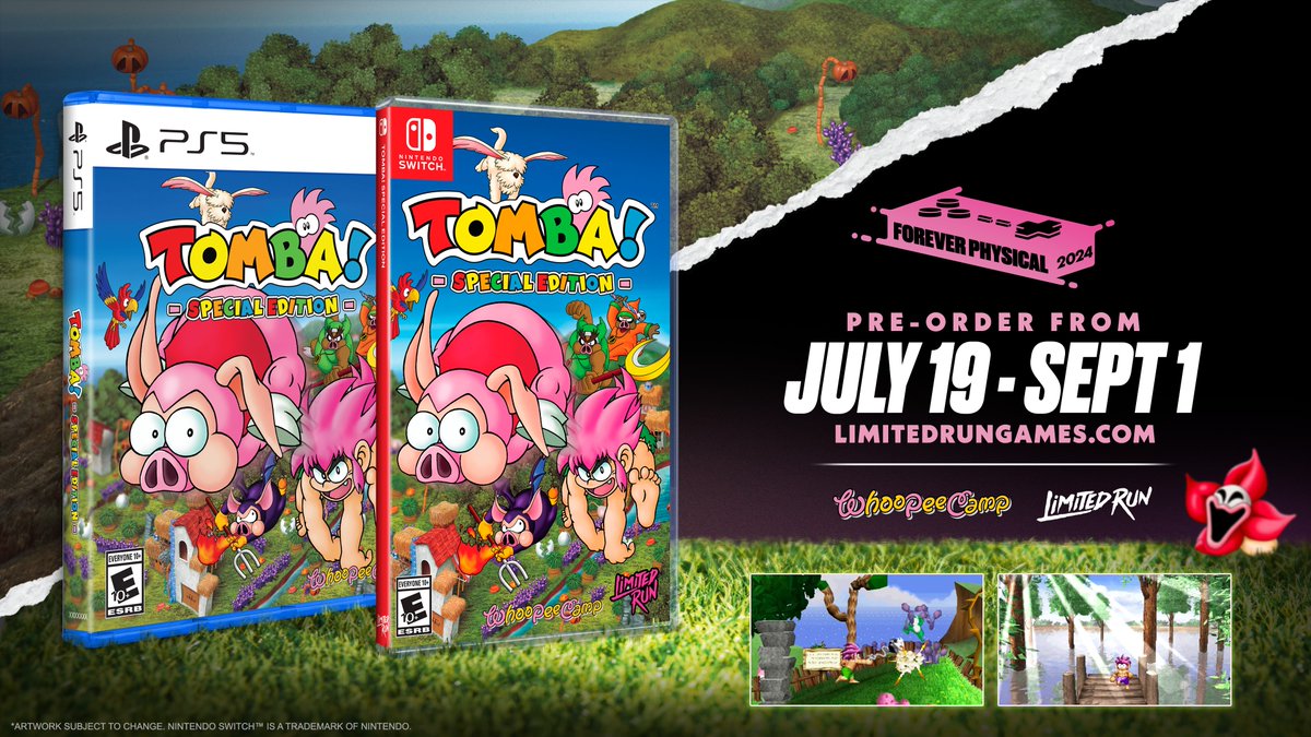 LimitedRunGames's tweet photo. Time is running out to reserve your copy - or Classic or Whoopee Edition - of Tomba! Special Edition! 🐽

Check out a demo this week at PAX West and shop the full Tomba! Physical Collection today: https://t.co/H1NyM6WNRl https://t.co/Tq2ptNGxRh