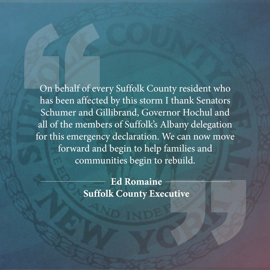 Please see my following statement on the issuance of a federal emergency declaration in relation to last week’s storm.