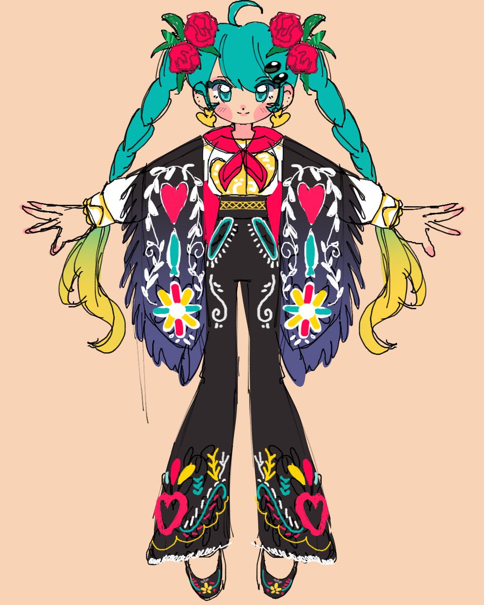 BeaMothy's tweet photo. here's my concept design and some references   for my  Portugal miku my main inspiration was fado  the flowers she has are Cravos because of 25 de abril  also yes the little oval hairclips are olives https://t.co/h6DxiOkSiI