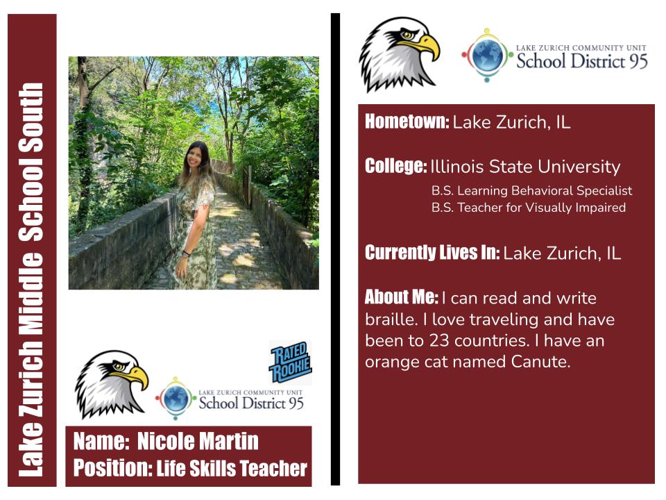 Katie Dengler, MA, NBCT (@katieedengler) on Twitter photo Nicole Martin joins the Middle School South staff as a new member of the special education team!
Welcome to the D95 family, Nicole!
#IgniteandInspire95
<a href="/GalltKelley/">Dr. Kelley Gallt</a> @astallionEDU <a href="/MrDenglerD95/">Anthony Dengler</a> @AubreyDeMuthD95
#LZDistrict95 Nicole Martin joins the Middle School South staff as a new member of the special education team!
Welcome to the D95 family, Nicole!
#IgniteandInspire95
<a href="/GalltKelley/">Dr. Kelley Gallt</a> @astallionEDU <a href="/MrDenglerD95/">Anthony Dengler</a> @AubreyDeMuthD95
#LZDistrict95