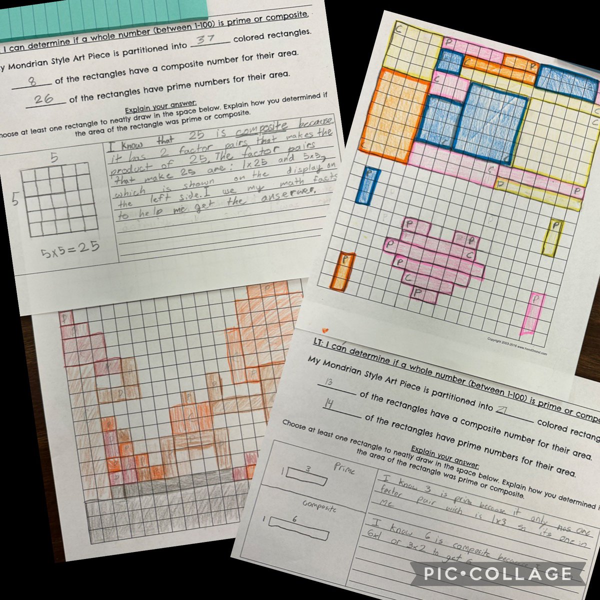 BarkerFinckCrew's tweet photo. The #BestFourthGradersInTheDistrict enjoyed creating #MondrianArt to demonstrate their understanding of prime and composite numbers. #WritingAboutMath #BigRoomBigGoals #KYDL #LetLearnersLead #fourthgrade #ITeachMath https://t.co/qVn9QwtlNr