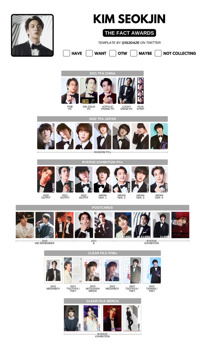 BTS TFA SE PB PHOTOCARD PC WISHLIST WL TEMPLATES✨ ⭐️ The Fact