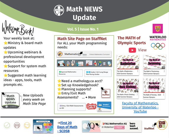 📢<a href="/WCDSBLearns/">WCDSBLearns</a> <a href="/WaterlooCDSB/">Waterloo Catholic DSB</a>
🚨bit.ly/No_1_MathNEWSU…
Welcome to Math NEWS Update Volume 5 Issue No. 1: 📢First Issue of the Year!
🔗Math Site link (StaffNet) &amp; info,
🏅The Math of the Olympics (UW)
®️ Math AQ registration (Math PJ Part 2)