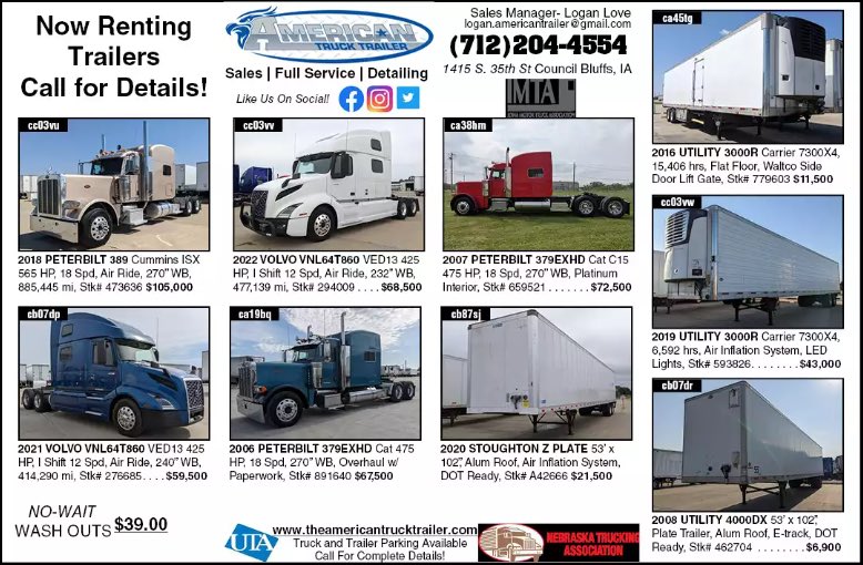 Trailer_Repair's tweet photo. Check out this weeks @truckpaper ad! If you see a truck or trailer you like, please give us a call @ 712-204-4554
https://t.co/ufQm7wQCto 

#TrucksForSale #Trucking #Trucks #Iowa #Peterbilt https://t.co/hfDPmscHCS