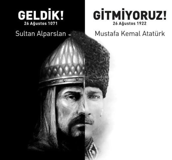 Oztmikdat's tweet photo. 26 Ağustos, tarihin altın sayfalarına kazınmış iki büyük zaferin yıl dönümü: 1071'de Malazgirt'te kazandığımız zaferle Anadolu'nun kapılarını açtık, 1922'de Büyük Taarruz'la bağımsızlığımıza giden yolu açtık. Şehitlerimizi rahmetle anıyor, bu büyük mirasın izinde yürüyoruz. 🇹🇷 https://t.co/8Tt8fTe5lq