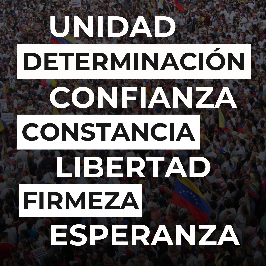 Los valores democráticos de esta lucha por nuestro país y el reencuentro de todas las familias, nos mantienen de pie y convencidos que a Venezuela le espera un gran nuevo amanecer.

Ese momento esta cerca porque así lo decidimos los venezolanos, con entusiasmo y esperanza de esa