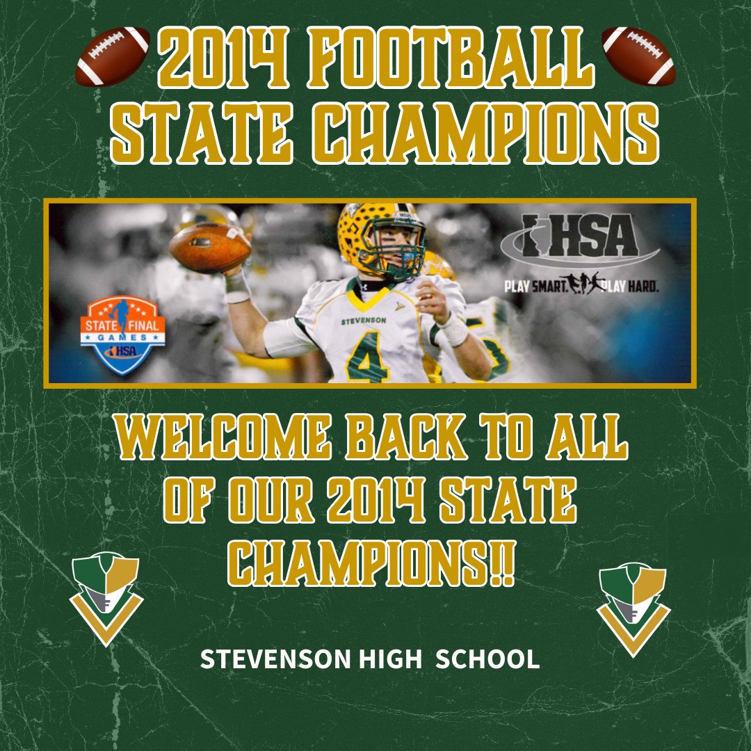 PatRiot Athletics (@shspatriot) on Twitter photo On Friday, Sept. 6th help us welcome back the 2014 State Champion Football team to celebrate their accomplishment from 10 years ago! Players will be recognized as part of our Night of Champion Celebration! @shspatriot <a href="/stevensonhs/">Stevenson HS</a> @stevensonfoundation @stevensonalumni <a href="/SHSpatFB/">SHS Patriot FB</a> On Friday, Sept. 6th help us welcome back the 2014 State Champion Football team to celebrate their accomplishment from 10 years ago! Players will be recognized as part of our Night of Champion Celebration! @shspatriot <a href="/stevensonhs/">Stevenson HS</a> @stevensonfoundation @stevensonalumni <a href="/SHSpatFB/">SHS Patriot FB</a>
