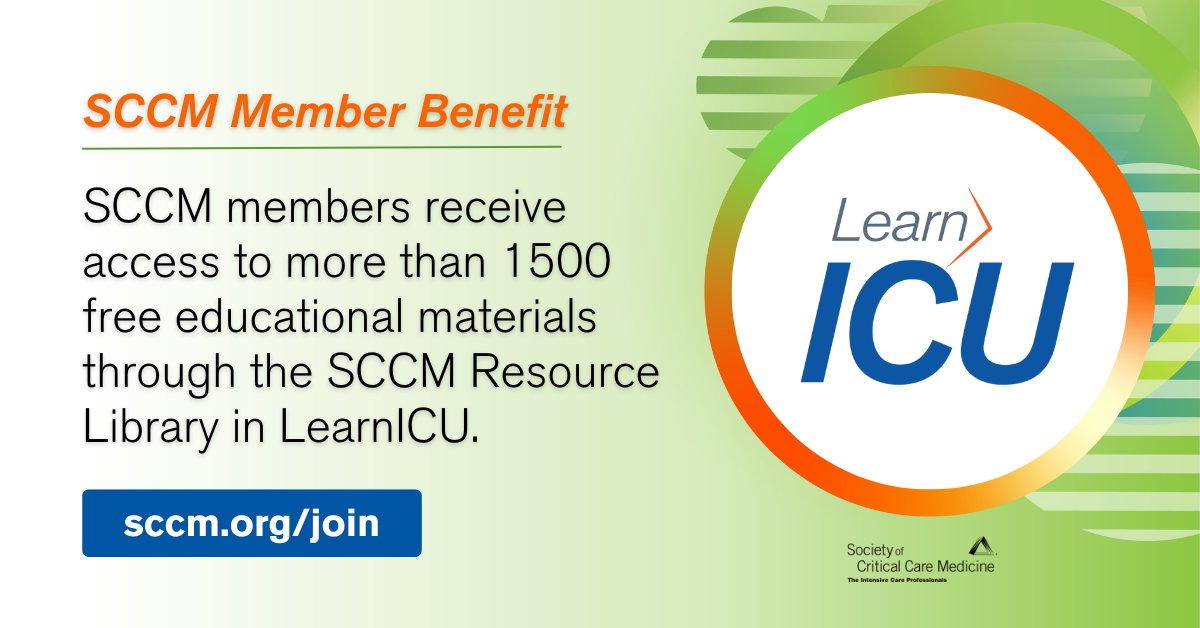 SCCM (@sccm) on Twitter photo Did you know? 💡 SCCM members get FREE access to 1500+ educational materials including podcasts, webcasts, articles, guidelines, and more! Become a member and start exploring the SCCM Resource Library in LearnICU today: sccm.org/join
#SCCM Did you know? 💡 SCCM members get FREE access to 1500+ educational materials including podcasts, webcasts, articles, guidelines, and more! Become a member and start exploring the SCCM Resource Library in LearnICU today: sccm.org/join
#SCCM