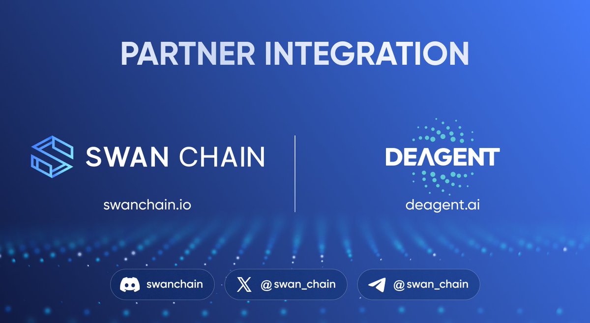 Swan Chain (formerly FilSwan) (@swan_chain) on Twitter photo We’re thrilled to announce that <a href="/DeAgentAI/">DeAgentAI</a> has officially integrated with the Swan Chain ecosystem!
Deagent is committed to building the world's first AI agent intelligent neural network in web3, through the self-developed LLM model and Agent-Centric Index (AGI) system. This We’re thrilled to announce that <a href="/DeAgentAI/">DeAgentAI</a> has officially integrated with the Swan Chain ecosystem!
Deagent is committed to building the world's first AI agent intelligent neural network in web3, through the self-developed LLM model and Agent-Centric Index (AGI) system. This