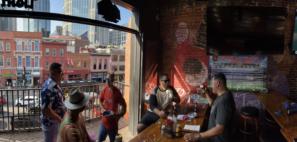 11BLUE11's tweet photo. @JeffRatcliffe @SiriusXMFantasy took our draft to Nashville this year and it has beat out Cabo, Vegas and San Diego so far!!! Went from the 9 spot and by end of the draft too many adult beverages got me and forgot a defense 🤷🏻‍♂️ https://t.co/OCWCAOgteS
