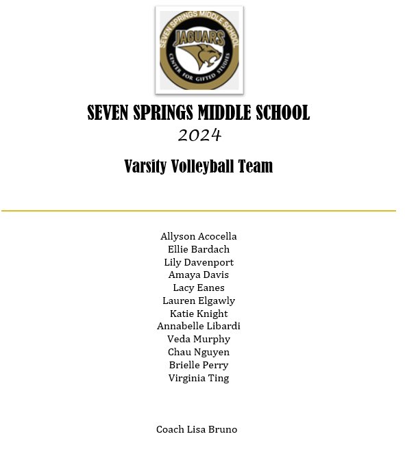 Congrats to everyone who made our 2024 Volleyball Teams! Practice starts today after school and their first game is on September 9th vs Gulf Middle.