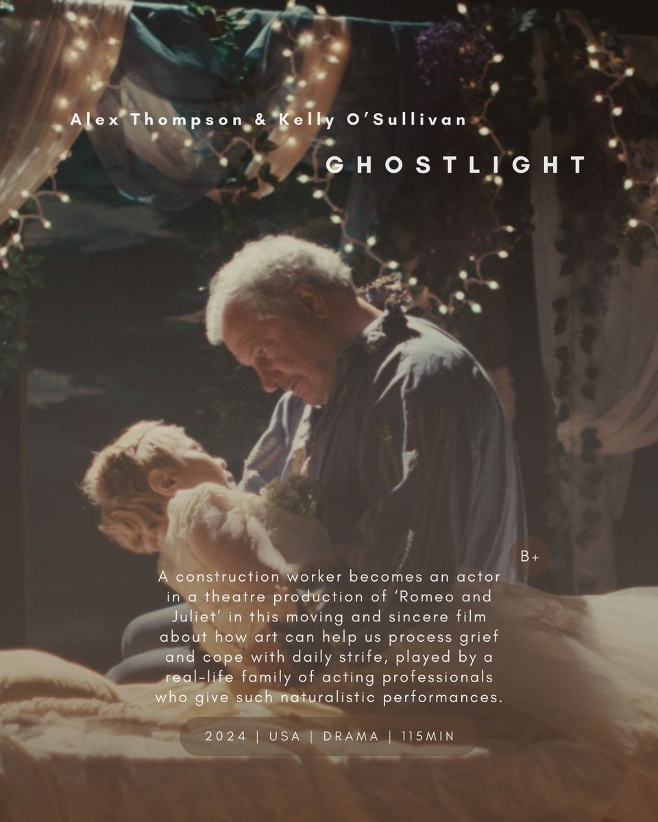 eternalitytan's tweet photo. A construction worker becomes an actor in this moving film about how art can help us process grief, played by a real-life family of acting professionals who give such naturalistic performances.
Review #2,851 - https://t.co/fG0Mp4k4dL
#Ghostlight #AlexThompson #KellyOSullivan https://t.co/A4pI4vZkkj