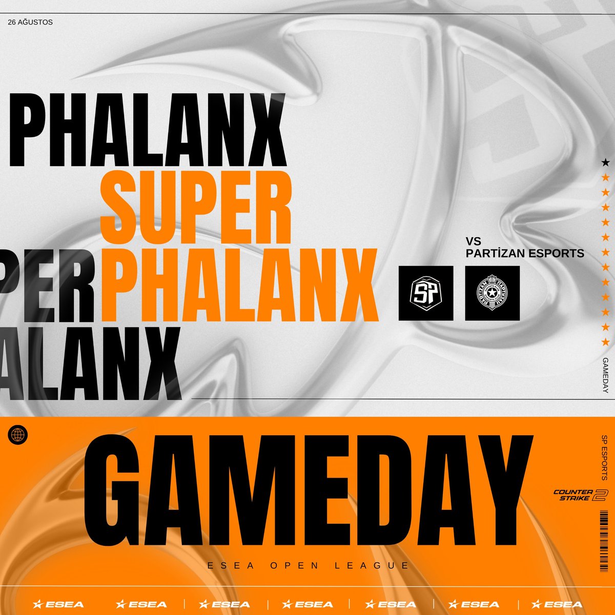 superphalanx's tweet photo. GAMEDAY 🔥
Takımımız bu gün Partizan Esports ile ESEA OPEN LEAGUE arenasında mücadele vericek.
Yayın Link: https://t.co/3jKWCTEv82
📅 26 Ağustos | 19.00
📍 ESEA OPEN LEAGUE
#SPESPORTS https://t.co/I2uGx1wfFk