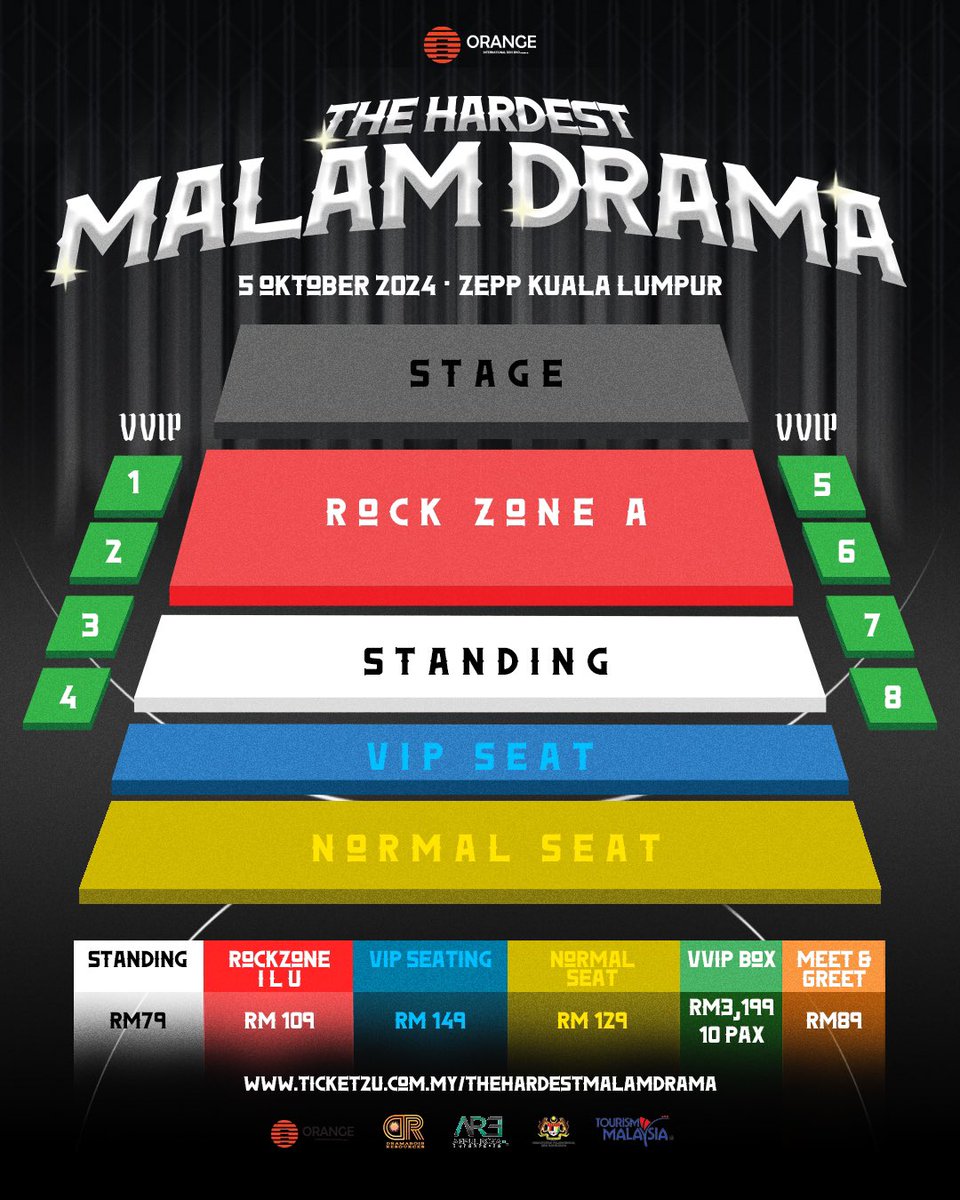 Dramabois are heading for our biggest show yet. Biggest &amp; "Hardest" sbnrnya. Kalau ada hajat nk tgk Drama Band gila2 atas stage, kita jumpa 5/10/2024 ni kat Zepp KL. Tix boleh beli kat link bwh ni 😉

ticket2u.com.my/dramaband