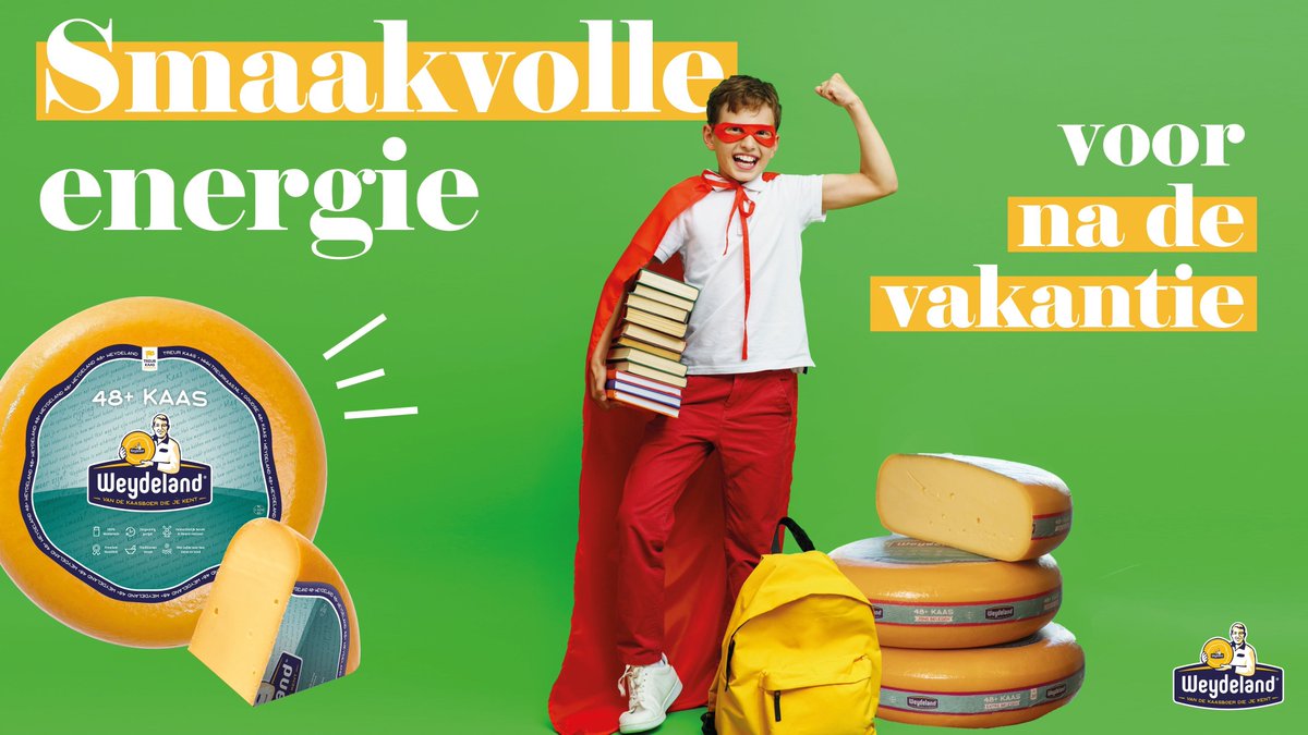 De vakantie is voorbij, dus tijd om weer met smaakvolle energie te starten! Wist je dat kaas je daar goed bij kan helpen? In kaas zitten veel goede voedingsstoffen die zorgen voor een goede hersenfunctie en helpen je energieniveau op peil te houden. #weydelandkaas #kaas