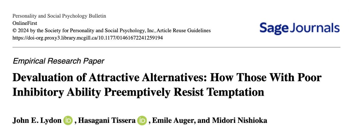 How do people resist temptation in the moment if they struggle to inhibit their impulses? Prof. John Lydon found that individuals who are motivated to maintain their romantic relationships but have poor inhibitory control perceive attractive alternatives as less appealing.