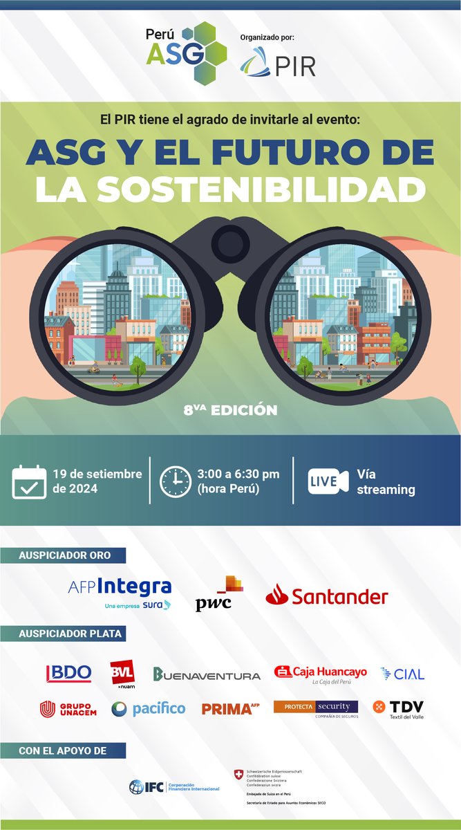 peru_pir's tweet photo. #PERÚASG | ¡Los y las invitamos este jueves 19 de setiembre a ser parte de nuestro evento anual “ASG y el Futuro de la Sostenibilidad”!

Pueden registrarse gratuitamente en el siguiente enlace 👉 https://t.co/8DFYbbynW9

#Sostenibilidad #ASG #InversionesSostenibles #PIR https://t.co/e4dMIbfGsz