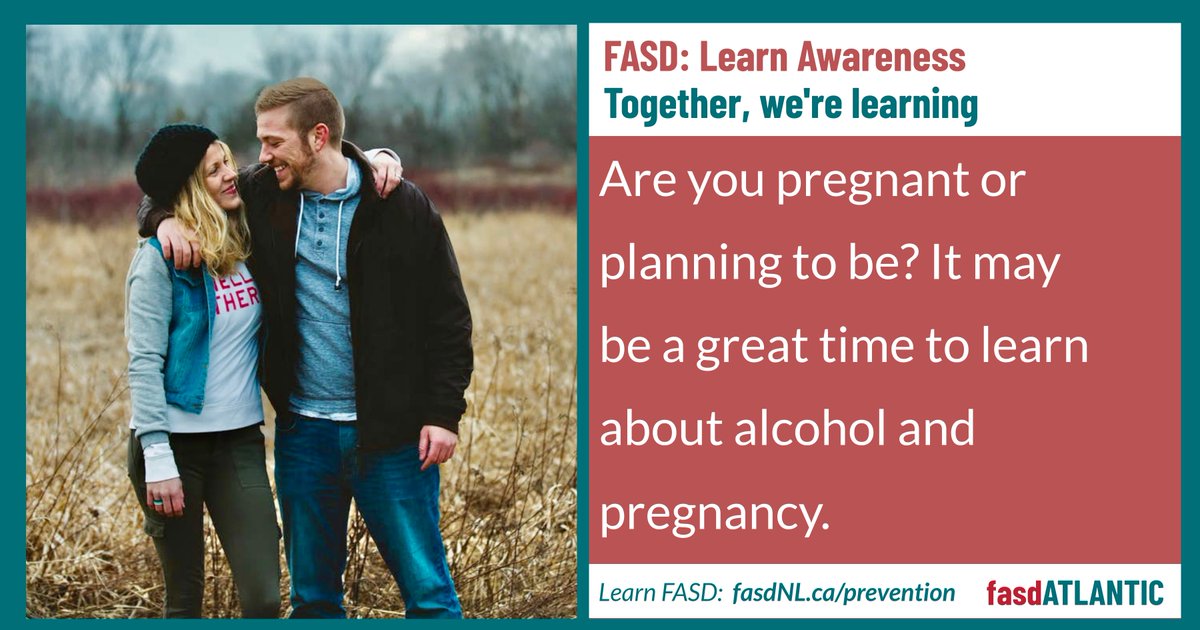 FASDNL_Team's tweet photo. #FASD Learn Awareness: Together, we're learning.
Are you pregnant or planning to be? It may be a great time to learn about alcohol and pregnancy.
Visit https://t.co/KNSOISKyZH to learn more about fetal alcohol spectrum disorder
#fasdAwareness #fasdPrevention #fasdAtlantic https://t.co/nZR8rhMpKT