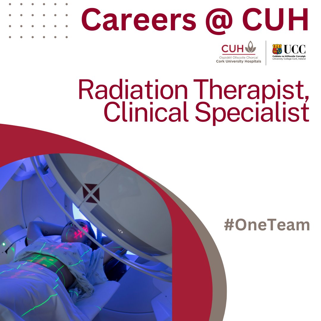 We are seeking a Radiation Therapist, Clinical Specialist to join our dedicated team at Cork University Hospital.

Qualified candidates are encouraged to apply and become part of our team.
#CUHCareers #RadiationTherapist #OneTeam

MORE DETAILS: cuh.hse.ie/healthcare-pro…