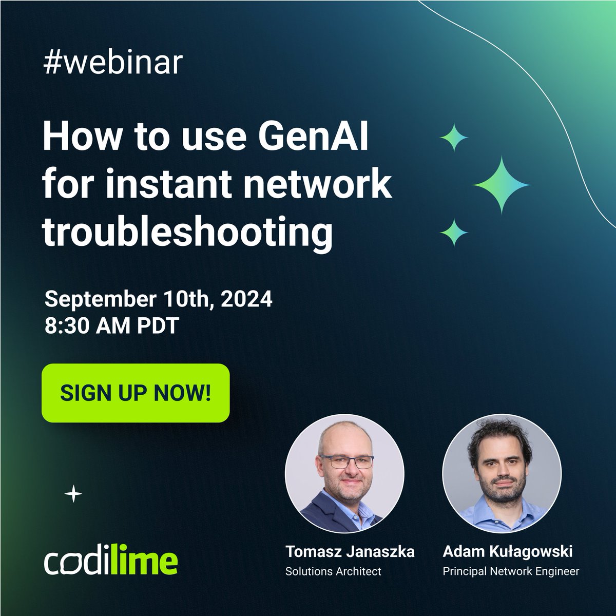 CodiLime's tweet image. Our speakers for the upcoming #webinar on #NetworkTroubleshooting with #GenAI are experts in AI/ML applications in networking and specialists in optimizing network performance.

Join them on September 10th! 🔗hubs.ly/Q02KLGwX0